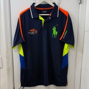 Polo by Ralph Lauren Navy and Neon US OPEN 2016 edition Polo Shirt sz. XL. 🔥